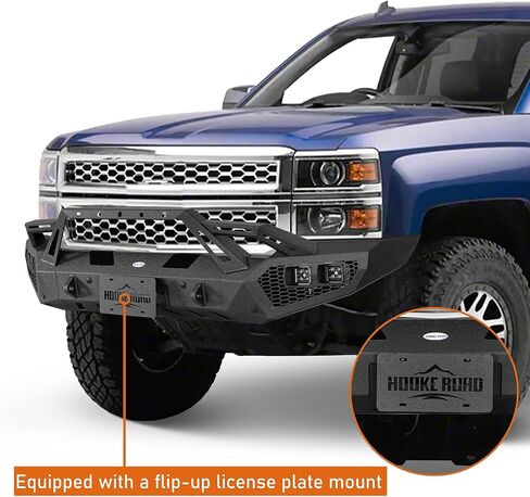 Hooke Road Earthshaker Front Bumper for 2014 2015 Chevy Chevrolet Silverado 1500 Pickup Truck, Offroad Bumper with Winch Plate Bull Bar D-ring Mount Sensor Holes in Saudi Arabia