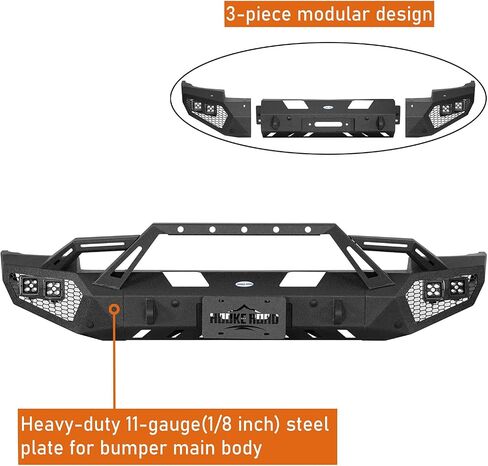 Hooke Road Earthshaker Front Bumper for 2014 2015 Chevy Chevrolet Silverado 1500 Pickup Truck, Offroad Bumper with Winch Plate Bull Bar D-ring Mount Sensor Holes in Saudi Arabia