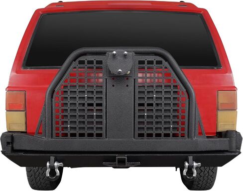 Hooke Road Rear Bumper with Swing Out Tire Carrier for 1984-2001 Jeep Cherokee XJ, Rock Crawler Back Bumper with Foldable Table Hitch Receiver D-rings in Saudi Arabia