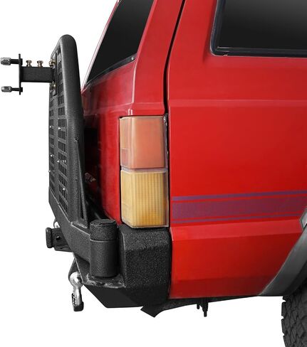 Hooke Road Rear Bumper with Swing Out Tire Carrier for 1984-2001 Jeep Cherokee XJ, Rock Crawler Back Bumper with Foldable Table Hitch Receiver D-rings in Saudi Arabia