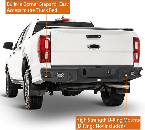 Hooke Road Ranger Heavy Duty Steel Rear Bumper w/D-ring Mounts for Ford Ranger 2019 2020 2021 2022 2023 Work w/Backup Sensors in Saudi Arabia