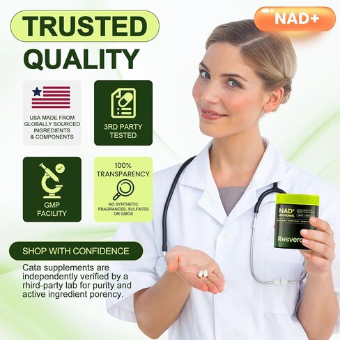 NMNH Supplement Alternative, NAD Nicotinamide Riboside Resveratrol, Liposomal NAD + Resveratrol, 30-Day Supply – High Purity NAD Supplement for Energy & Healthy Aging – 60 Capsules in Saudi Arabia