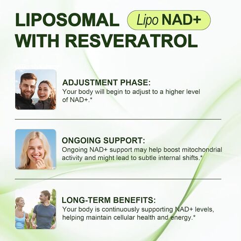 NMNH Supplement Alternative, NAD Nicotinamide Riboside Resveratrol, Liposomal NAD + Resveratrol, 30-Day Supply – High Purity NAD Supplement for Energy & Healthy Aging – 60 Capsules in Saudi Arabia