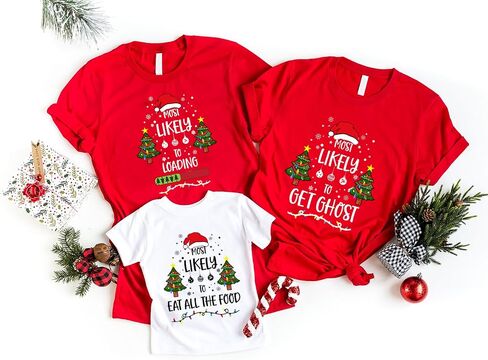 Most Likely to Christmas Shirts, Funny Family Matching Shirt, Group Cousin Idea, Xmas Group Shirt in Saudi Arabia