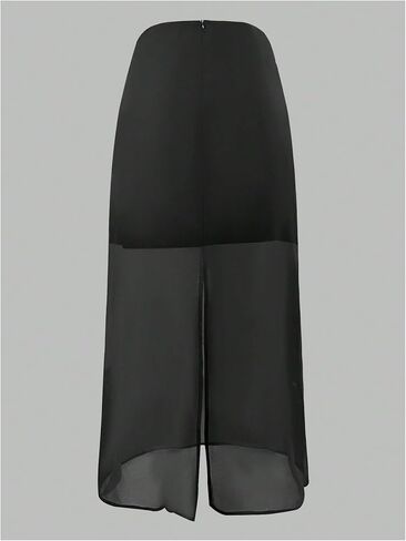 تنورة طويلة شبكية للسيدات من GORGLITTER بفتحة خلفية وخصر عالٍ، تنانير طويلة أنيقة، ملابس كاجوال للعمل in Kuwait