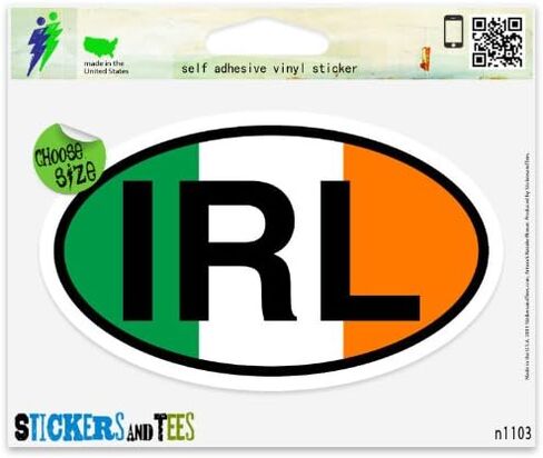 IRL Ireland Flag Oval Vinyl Car Bumper Window Sticker 5" x 3" in Saudi Arabia