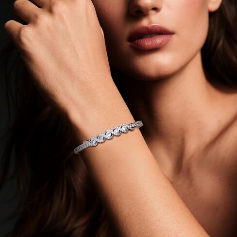 Gold Silver Rhinestone Bangle Bracelet for Women, Cubic Zirconia Stackable Cuff Bracelets Prom Wedding Accessories Jewelry Gift in Kuwait