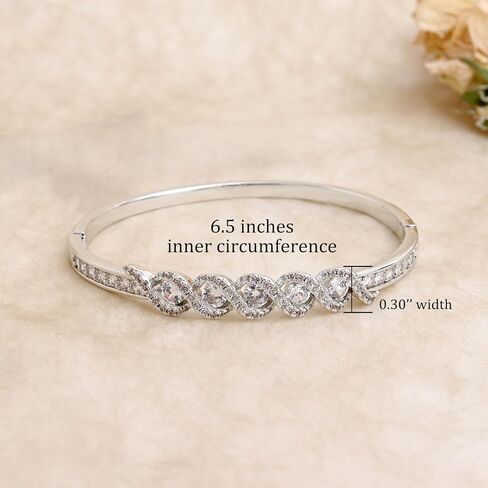 Gold Silver Rhinestone Bangle Bracelet for Women, Cubic Zirconia Stackable Cuff Bracelets Prom Wedding Accessories Jewelry Gift in Kuwait