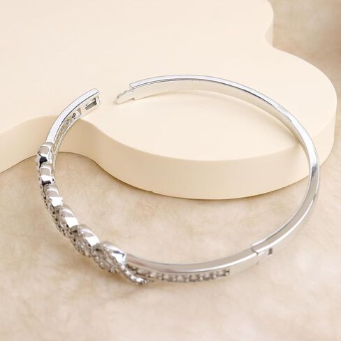 Gold Silver Rhinestone Bangle Bracelet for Women, Cubic Zirconia Stackable Cuff Bracelets Prom Wedding Accessories Jewelry Gift in Kuwait