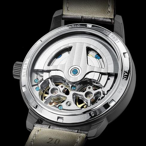 Men's Skeleton Automatic Mechanical Wrist Watch with Leather Band in Saudi Arabia