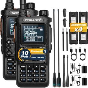 (2nd Gen) TIDRADIO TD-H8 10Watt Ham Handheld Radio, Bluetooth Programming, Repeater Capable Dual Band Long Range Two Way Radios Walkie Talkies with 4PCS Batteries 771 Long Antenna -2Pack Full Kit