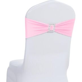 Joccun 30 PCS Spandex Chair Sashes Bows Stretch Chair Cover Band with Buckle Slider Universal Elastic Chair Ties for Wedding Banquet Party Event Decoration (Black)