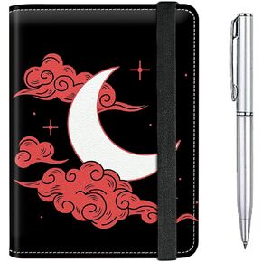 Passport Case and CDC Vaccine Card Holder Combo, Black Cats Flower Leather Wallet RFID Blocking Elastic Strap Passport Holder with Credit Card Slots, Travel Organizer Document Plus a Pen