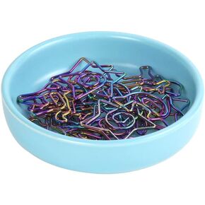 Small Ceramic Paperclip Holder for Desk, Round Paper Clip Holder Push Pin Organizer Macaron Dark Green Paper Clip Dispenser Desktop Organizer Cute Storage Plate Desk Accessories