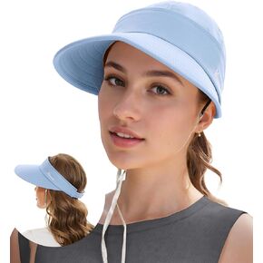 Durio Sun Hat 2 in 1 Visors for Women UPF 50+ Wide Brim Summer Beach Hats for Women Packable Safari Hiking Hat Fishing