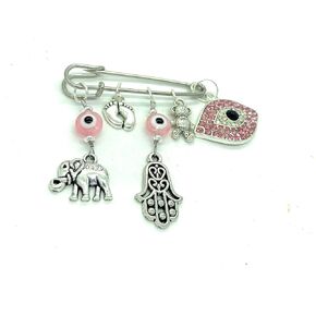 Pink Evil Eye Hamsa Stroller Pin for shower Gift