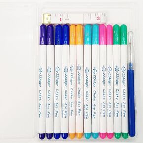 12 Pieces Fabric Pen Disappearing Ink Pen 6 Color Water Erasable Pen Fabric, 1 Soft Tape Measure,1 Thread Remover,Marker for Sewing DIY Patterns and Sewing Clothes