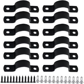LC LICTOP Two Hole Pipe Strap 1" Rigid Pipe Strap Clamp for Pipe fixing Black 12Pcs