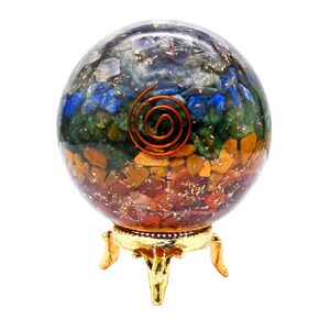 2" 7 Chakra Orgonite Orgone Crystal Sphere Ball with Stand - Meditation Crystal Ball for Witchcraft and Decorative Balls - Premium Gemstone Sphere Balls