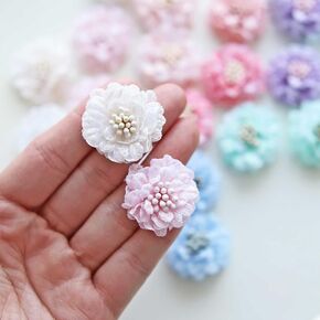 2.5cm / 0.98" Sewing on Fabric Flowers, Mini Lace Chrysanthemum Appliqué, in 10 Colors, Wedding Dress Embellishments, Floral Decor, Craft Supplies, DIY Doll Dresses (2 PCS)