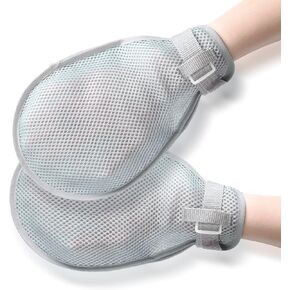 Lefeke Medical Restraint Gloves - 2Pcs, Hand Protective Gloves for Dementia Patients or Elderly, Autistic Child, Bed Restraints Mitts, Limb Holder, Movement Limited Ties for Hands (Gray) in Kuwait