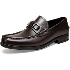 Men's Casual Dress Shoes, Premium Leather Formal Buckle Dress Loafers