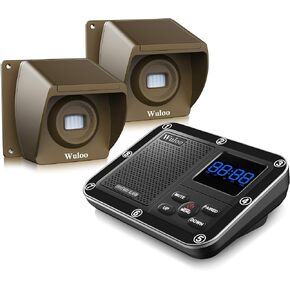 Wireless Driveway Alarm 1800 Feet Long Range Motion Sensor Alert System Driveway Detector for Home with 1800mAh Rechargeable Battery (1&2-Brown)