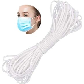 Elastic Strap White Earloop Cord Stretchy Ear Tie Rope Handmade String for Sewing,1/8-Inch (3mm) (110Yards(100m))