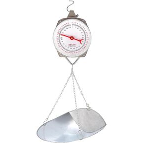 2 Sets 110 lbs Large Display Hanging Scale with Scale Scoop Kitchen Dial Weight Scale Silver Industrial Spring Scales for Shopping Traveling Food Produce Weighing