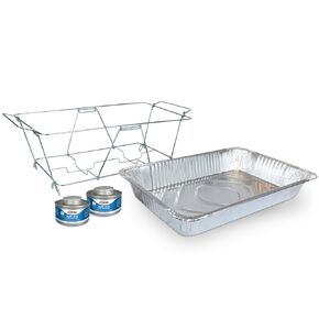 Sterno Catering to Go Kit, Folding Rack, Water Pan, 2 Cans 2-Hour Handy Wick Chafing Fuel