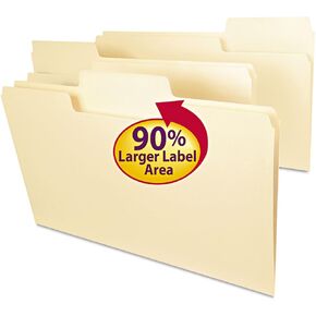 Smead SuperTab File Folder, Oversized 1/3-Cut Tab, Legal Size, Manila, 100 Per Box (15301)