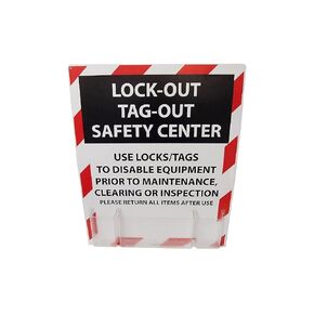 NMC Loto Lock-Out TAG-Out Safety Center – 30 in. x 24 in. Polystyrene Lockout Station with White/Black Text on Black/White Base