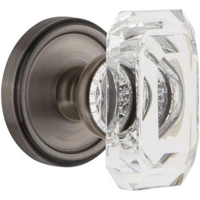 Grandeur 827836 Georgetown Rosette Passage with Baguette Crystal Knob in Antique Pewter, 2.375