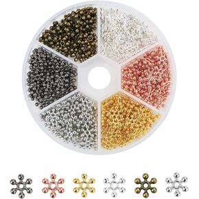Kitbeads 600pcs Hollow Flower Bead Caps Petal Bead Caps End Caps for Jewelry Making DIY Bracelets Necklace and Crafting(6 Colors)