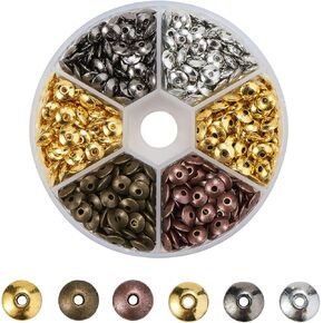 Kitbeads 600pcs Hollow Flower Bead Caps Petal Bead Caps End Caps for Jewelry Making DIY Bracelets Necklace and Crafting(6 Colors)