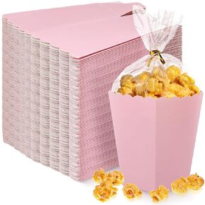 Zopeal Mini Popcorn Boxes and Clear Treat Bag Set, Bulk Popcorn Bags Open Top Paper Popcorn Containers with Treat Bags Popcorn Candy Boxes for Movie, Party, 3 x 4 Inch(Black, 200 Pcs)
