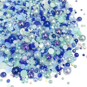 100g Mix Resin Rhinestones Flatback Half Round Pearls Mixed Size 3mm-10mm AB Color Half Pearls Resin Rhinestones for DIY Craft Nail Art Shoes Clothes Phone Case (Pink Series)