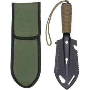 Multifunctional Camping Shovel 9 in 1 Multi-Purpose Backpacking Shovels with Carrying Bag for Outdoor Camping Hiking, Black Khaki