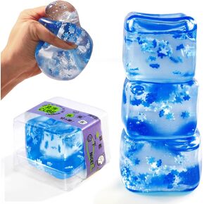 Squishy Ice Cube Stress Balls - 3Pack Sensory Squishy Ice Toy Squishy Balls for Kids and Adults Anxiety Relief - Funny Fidget Stress Balls Squishy Stress Calming Toys for Autism & ADHD Children