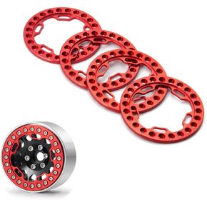 RCLIONS سبائك الألومنيوم RC Beadlock عجلة استبدال حافة العجلة لـ 1:10 الزاحف RC سيارة 1.9 بوصة عجلات / إطارات - حزمة من 4 قطع (أسود غير لامع)
