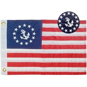 US Boat Ensign 12x18 - Embroidered Stars Anchor Boat Flag Durable Polyester Sewn Stripes Yachting Flag with 2 Brass Grommets