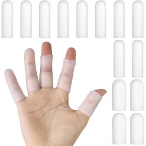 14 Pcs Silicone Finger Cots,Finger Protectors Finger Bandage Waterproof Finger Protector Finger Sleeves for Relief from Pain of Finger Tips Cracked Arthritis Finger Cracking Friction
