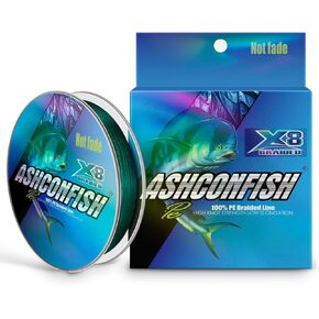 Ashconfish Braided Fishing Line Color Never Fade 8 Strands Super Strong PE Fishing Line Abrasion Resistant Fishing Wire Zero Stretch 6lb to 300lb