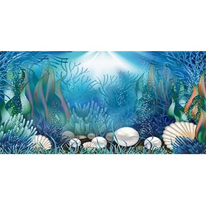 AWERT Vinyl 48x20 inches Underwater World Aquarium Background Aquatic Plants Coral Pearls Fish Tank Background Tropical Terrarium Background