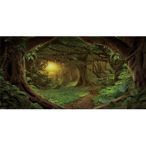 AWERT 24x12 inches Psychedelic Forest Terrarium Background Dim Old Trees Woodland Reptile Habitat Background Green Rainforest Aquarium Background Vinyl Background