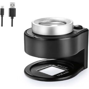 مكبر العدسة 30X مكبر العملات المعدنية القابلة لإعادة الشحن USB مع 6 أضواء مكبرة وعدسة زجاجية بصرية ومقياس مجوهرات معدنية محمولة عدسة عين للمجوهرات والعملات المعدنية والأحجار الكريمة والطوابع والنسيج