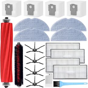 Accessories Kit for Roborock S7 MaxV Ultra / S7 Pro Ultra Vacuum Cleaner,1 Roller Brush, 1 Self-Cleaning Brush, 4 Hepa Filter, 4 Side Brush, 4 Mop Cloth, 4 Dust Bags