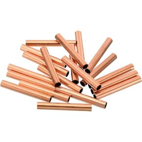 PATIKIL 5/16" OD x 0.5mm Thickness x 30mm Length 99.9% Copper Crimp Tube Beads, 30 Pcs T2 Pure Copper Seamless Round Pipe Tubing Beading Cord Wire Ends for Refrigeration HVAC DIY Craft