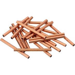 PATIKIL 1/8" OD x 0.5mm Thickness x 30mm Length 99.9% Copper Crimp Tube Beads, 40 Pcs T2 Pure Copper Seamless Round Pipe Tubing Beading Cord Wire Ends for Refrigeration HVAC DIY Craft