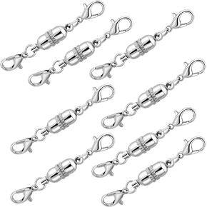 Magnetic Necklace Clasps and Closures,Gold and Silver Plated Necklace Extender,Double Lobster Clasp Magnetic Jewelry Clasps for Bracelet Necklace Chain